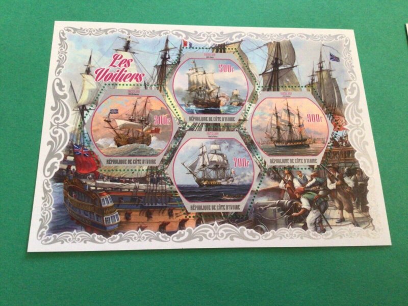 Ivory Coast Ships 2  mint never hinged stamps sheet  A17029