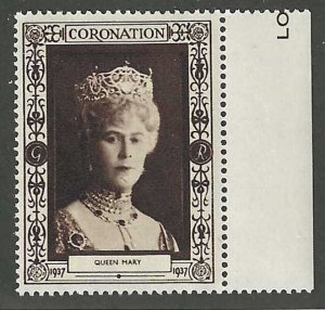 Great Britain:  Queen Mary, 1937 George VI Coronation, Poster Stamp 
