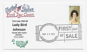 US 4716 (45c) Lady Bird Johnson on FDC Unofficial cxl Unknown Cachet ECV $18.00