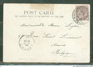 England  Glasgow Exhibition Cxl. on letter to Anvers, Belgium, August 1,1901.  Repaired at top center.