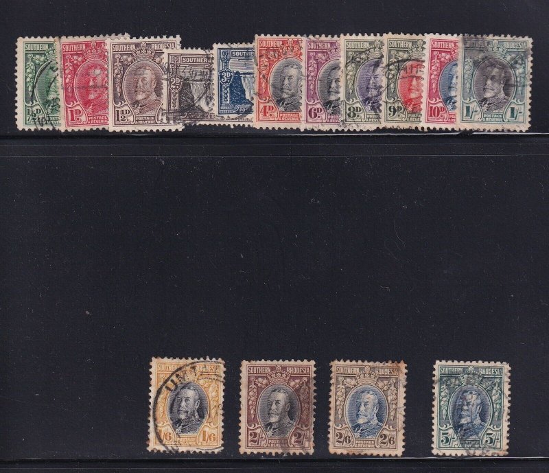 Southern Rhodesia Sc # 16 - 30 VF used set nice colors cv $ 193 ! see pic !