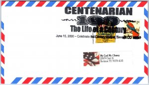 US SPECIAL EVENT COVER POSTMARK CENTENARIAN 100 AT TIMNATH COLORADO 2000