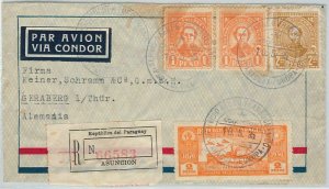 47928   PARAGUAY -  POSTAL HISTORY -  COVER to GERMANY via CATAPULT MAIL !  1935