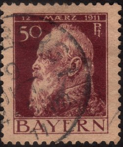 1911, Germany Bavaria, 50pfg, Used, Sc 84, Type II, XF-Sup-95