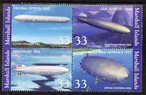 MARSHALL ISLANDS - 2000 - Zeppelin Airships - Perf 4v Set - Mint Never Hinged