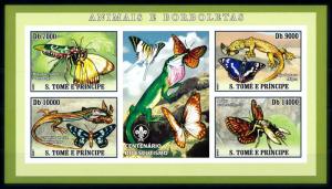 [96742] Sao Tome & Principe 2007 Butterflies Lizard Imperf. Sheet MNH