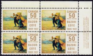 Canada - 1969 - Scott #492 - MNH UR Plate Block - Suzor-Côté