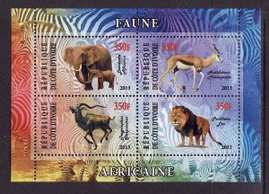 Ivory Coast-unused NH sheet of 4-Wild Animals-Lion-2013-