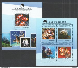 2014 Guinea Fauna Fish & Marine Life Poissons Kb+Bl ** Stamps St716