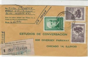 Argentina 1963 Buenos Aires Cancel Registered Airmail 3x Stamps Cover Ref 25556