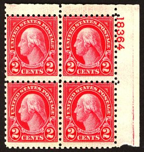 U.S. #583 MINT PL# Block OG LH 