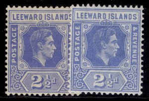 LEEWARD ISLANDS GVI SG105 + 105a, 2½d SHADE VARIETIES, LH MINT. Cat £30.