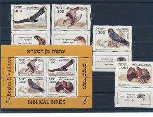 ISRAEL 1985 BIBLICAL BIRDS S/SHEET + STAMPS MNH 