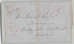 Canada 1850 Brockville to Guelph Stampless TOO LATE MONEY LETTER SFL