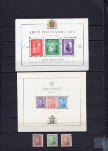 ICELAND 1937-1938 SET OF 3 STAMPS & 2 S/S MNH/MLH