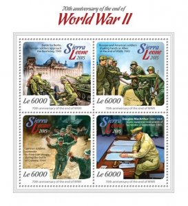 SIERRA LEONE - 2015 - End of World War Two - Perf 4v Sheet - Mint Never Hinged