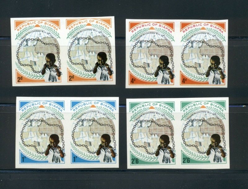 Biafra  #22-25 (1969 anniversary set) VFMNH imperf pairs 