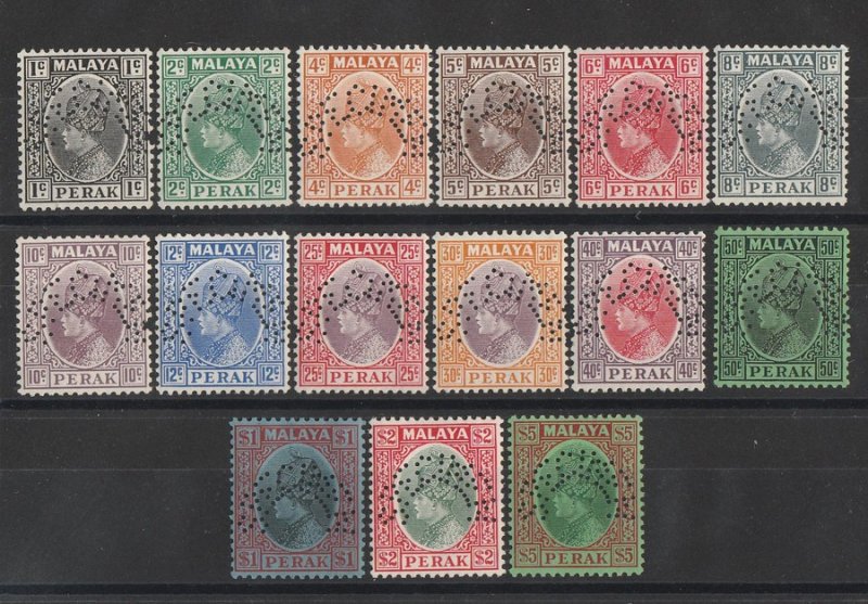 MALAYA - Perak: 1935 Sultan set 1c-$5, perf SPECIMEN. MNH **. Very rare.