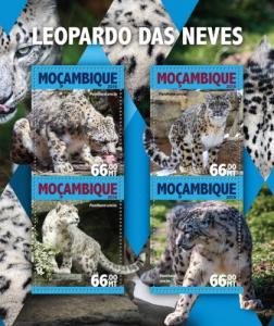 MOZAMBIQUE 2016 SHEET SNOW LEOPARDS FELINES WILD CATS  WILDLIFE