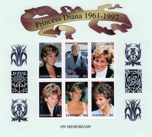 Lesotho 1998 PRINCESS DIANA s/s Perforated Mint (NH)
