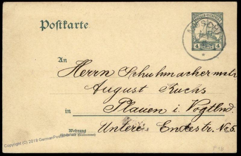 Germany 1911 East Africa SCHIRRA DOA MOSCHI New Years Cover Stationery 87113