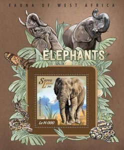 SIERRA LEONE - 2015 - Elephants - Perf Souv Sheet - Mint Never Hinged