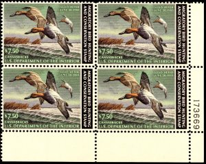 US Stamp #RW49 $7.50 Plate Block MINT NH SCV $60