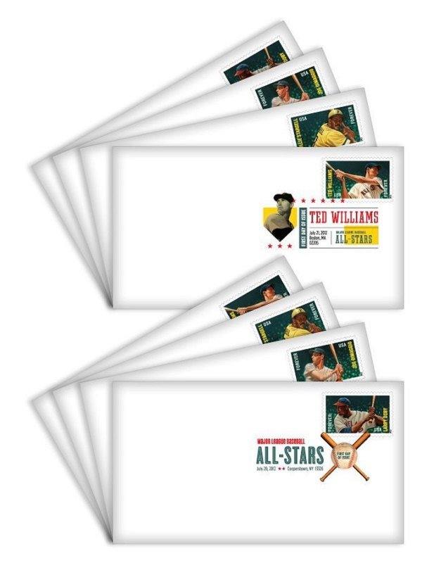 USA FDC: BASEBALL ALL STARS DIGITAL COLOR POSTMARK (SET of 8) - LOT # 3