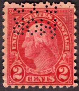 1924, US 2c Washington, Used,  Morris & Company perfin, Sc 583