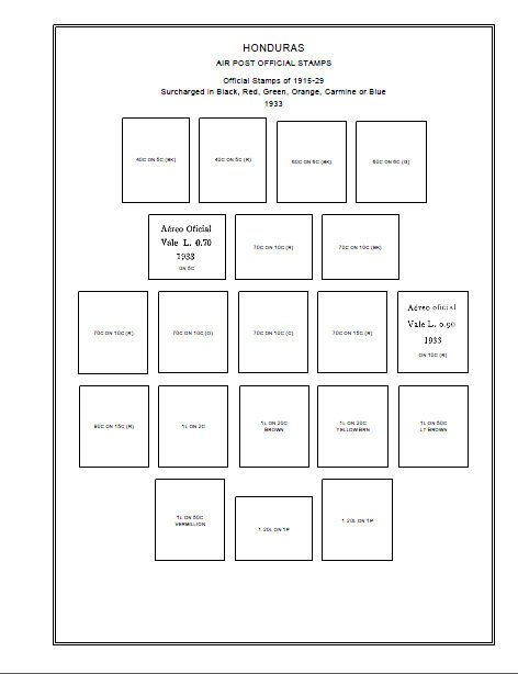 PRINTED HONDURAS [CLASS.] 1865-1940 STAMP ALBUM PAGES (48 pages)