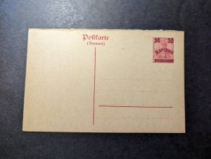 Mint Germany Free State of Danzig Overprint Postal Stationery Postcard 25 Pfg