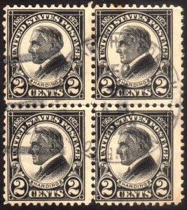 1923, US 2c, Harding, Used Block of 4, Sc 610