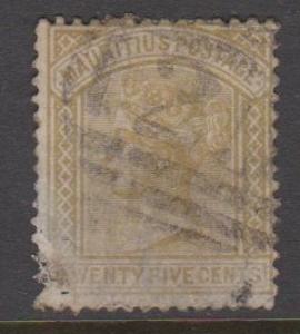 Mauritius 1879 QV 25c Sc#64 Used Damaged Corner