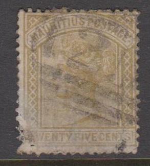 Mauritius 1879 QV 25c Sc#64 Used Damaged Corner