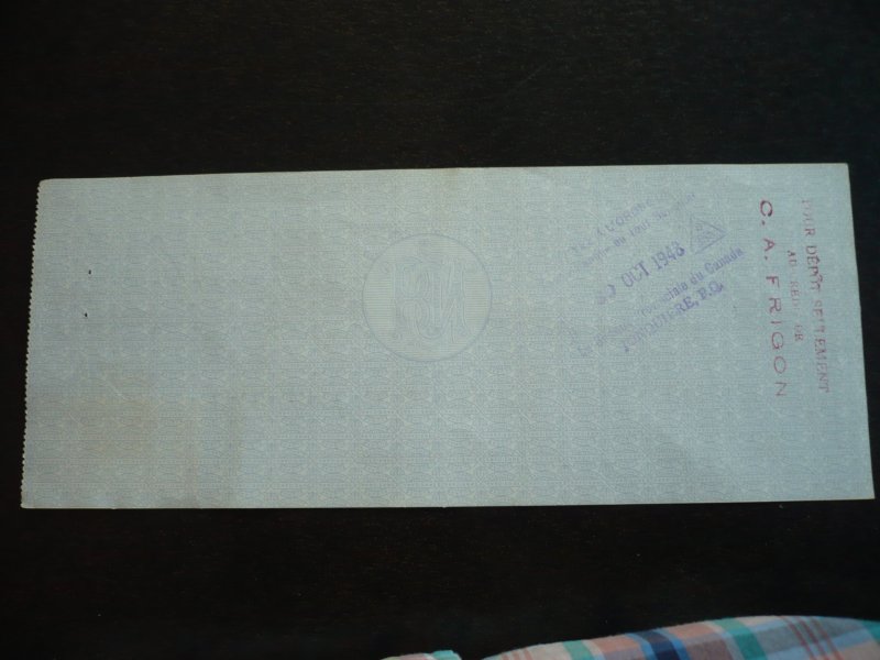 Canada - Revenue - KGVI War Issue Stamps on cheque dated 1948