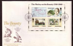 Isle of Man Sc 394 1989 Mutiny Bounty stamp sheet FDC