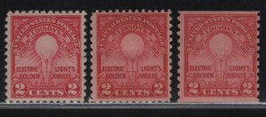 US  654-656  MNH, ELECTRIC LIGHT SET