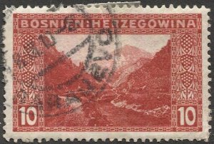 BOSNIA HERZEGOVINA  Austria 1906 Sc 35 Used, View of Vrbas Valley