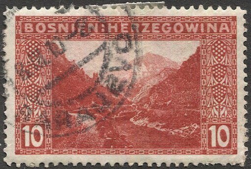 BOSNIA HERZEGOVINA  Austria 1906 Sc 35 Used, View of Vrbas Valley