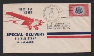 $US Sc#ce2 FDC Anderson cachet 1936 Special Delivery