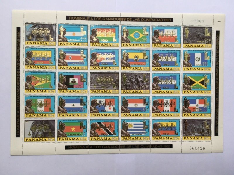 PANAMA 1980 Flags Two Sheets Olympics Moscow Lake Placid MNH