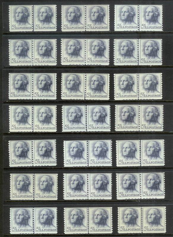 UNITED STATES (26) Sc#1229 Coil Line Pairs w/plate numbers ALL Mint Never Hinged