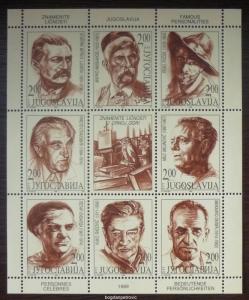 1999 YUGOSLAVIA-COMPLETE SET (MNH)! montenegro famous people art painting I11