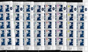 Israel 922-29 Theodor Herzl Tab Plate Number Block of 10 MNH