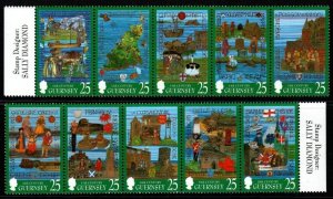 GUERNSEY SG760/9 1998 THE MILLENNIUM TAPESTRIES PROJECT 2 STRIPS MNH