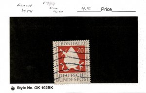 Germany, Postage Stamp, #724 Used, 1954 Bishops Miter Sword (AE)