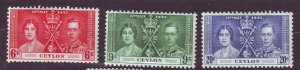 J23637 JLstamps 1937 ceylon set mh #275-7 coronation