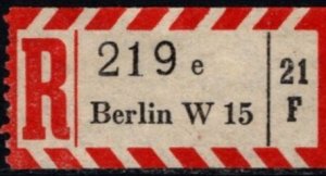 Vintage Germany Registered Letter Etiquette Berlin W 15 No. 219 Unused