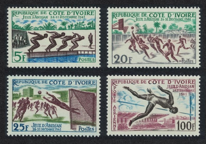 Ivory Coast Football Basketball Swimming Abidjan Games 4v 1961 MNH