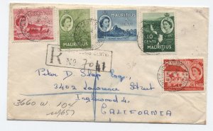 1957 Mauritius registered cover to USA 6 stamps [y8141]